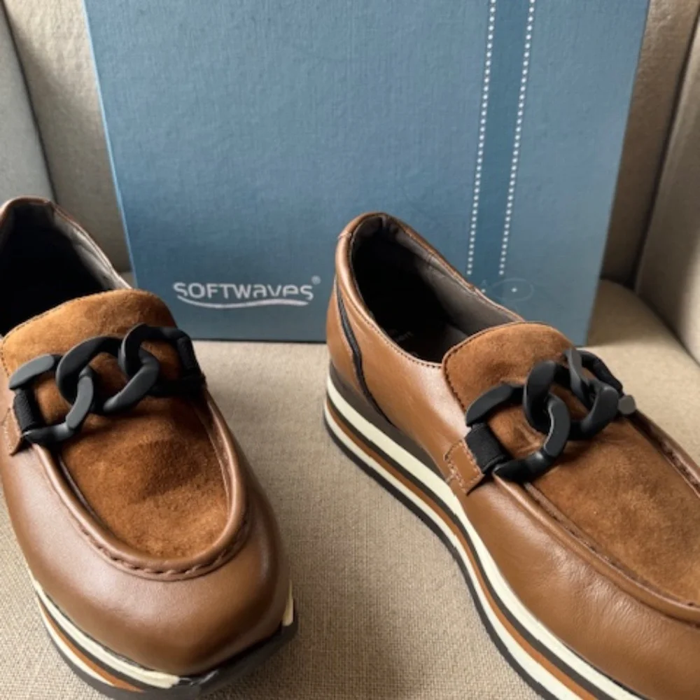 Brown Leather Wedge Loafers - Picture 4 of 7